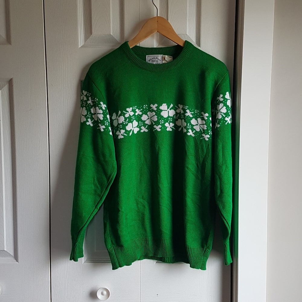 Vintage Irish Shamrock Knit Sweater